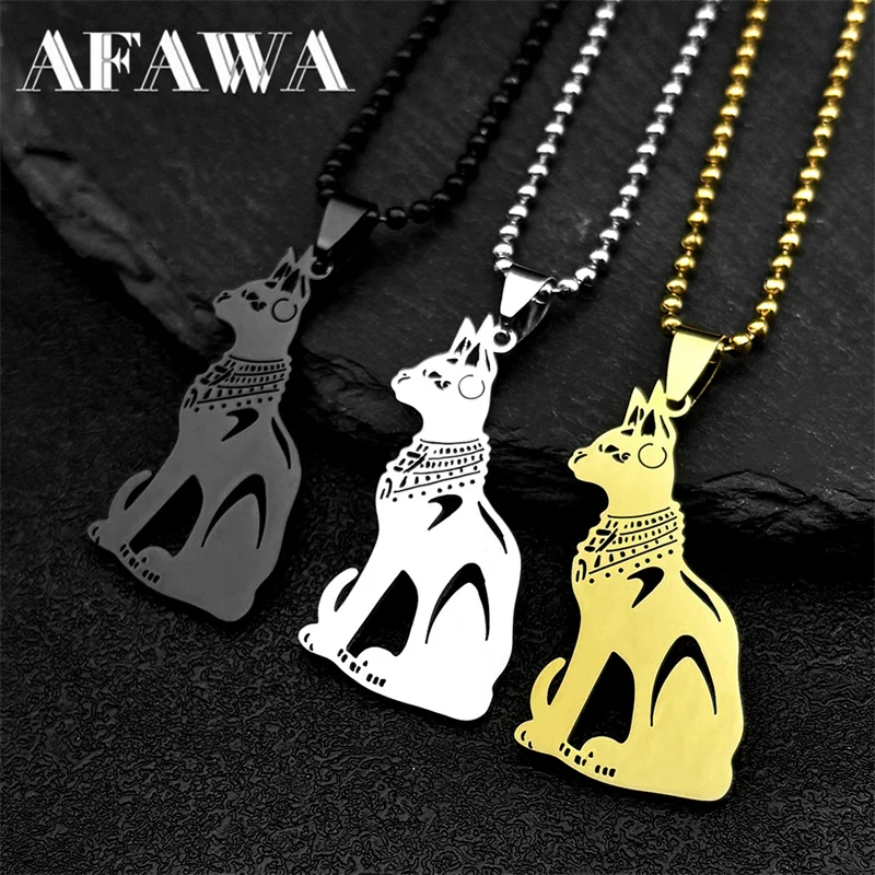 Stainless Steel Egypt Cat Bastet Car Keychain Hanging Decoration Car Charm Rear View Mirror Accessories Decor Pendant Jewelry