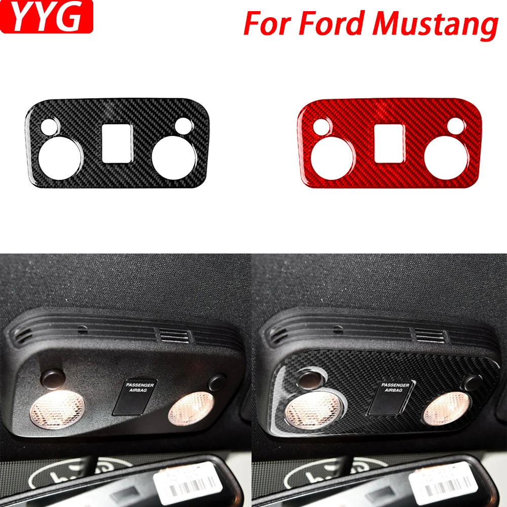 

For Ford Mustang GT 2015-2020 Real Carbon Fiber Roof Reading Lamp Panel Trim Cover Car Interior Decoration Accessories Sticker