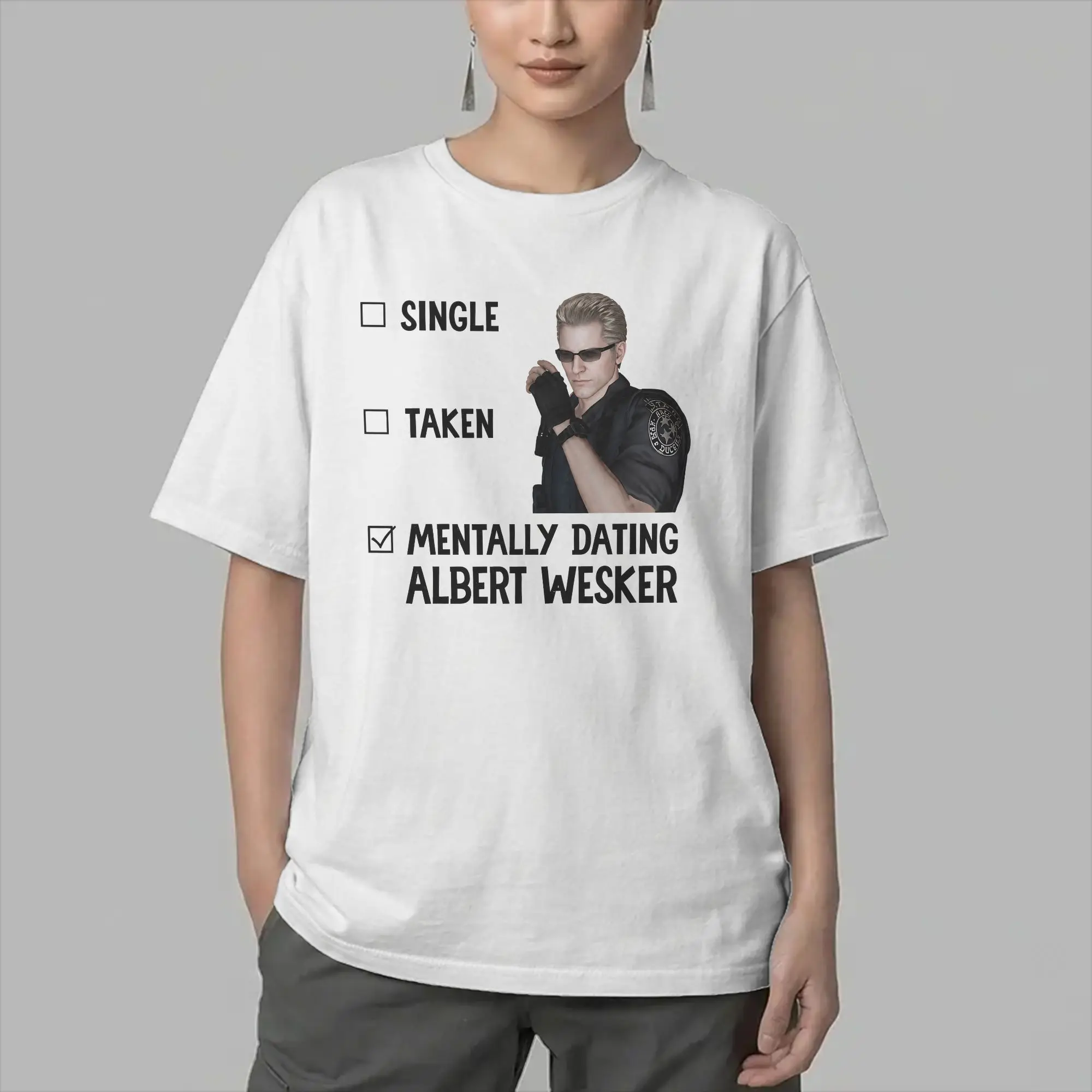 Albert Wesker Meme T Shirts Men's  100% Cotton Casual T-Shirts O Neck  Tees Short Sleeve Tops Plus Size