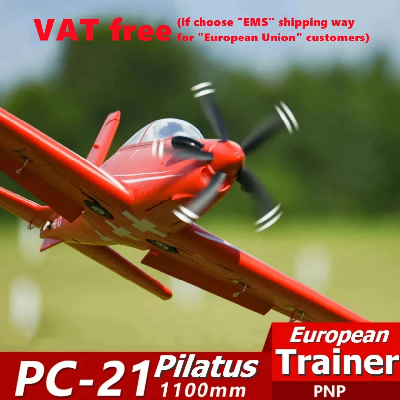 FMSRC RC Airplane Plane 1.1M 1100mm PC-21 PC21 Pilatus Trainer PNP with Retracts 6CH 4S Scale Model Aircraft Avion