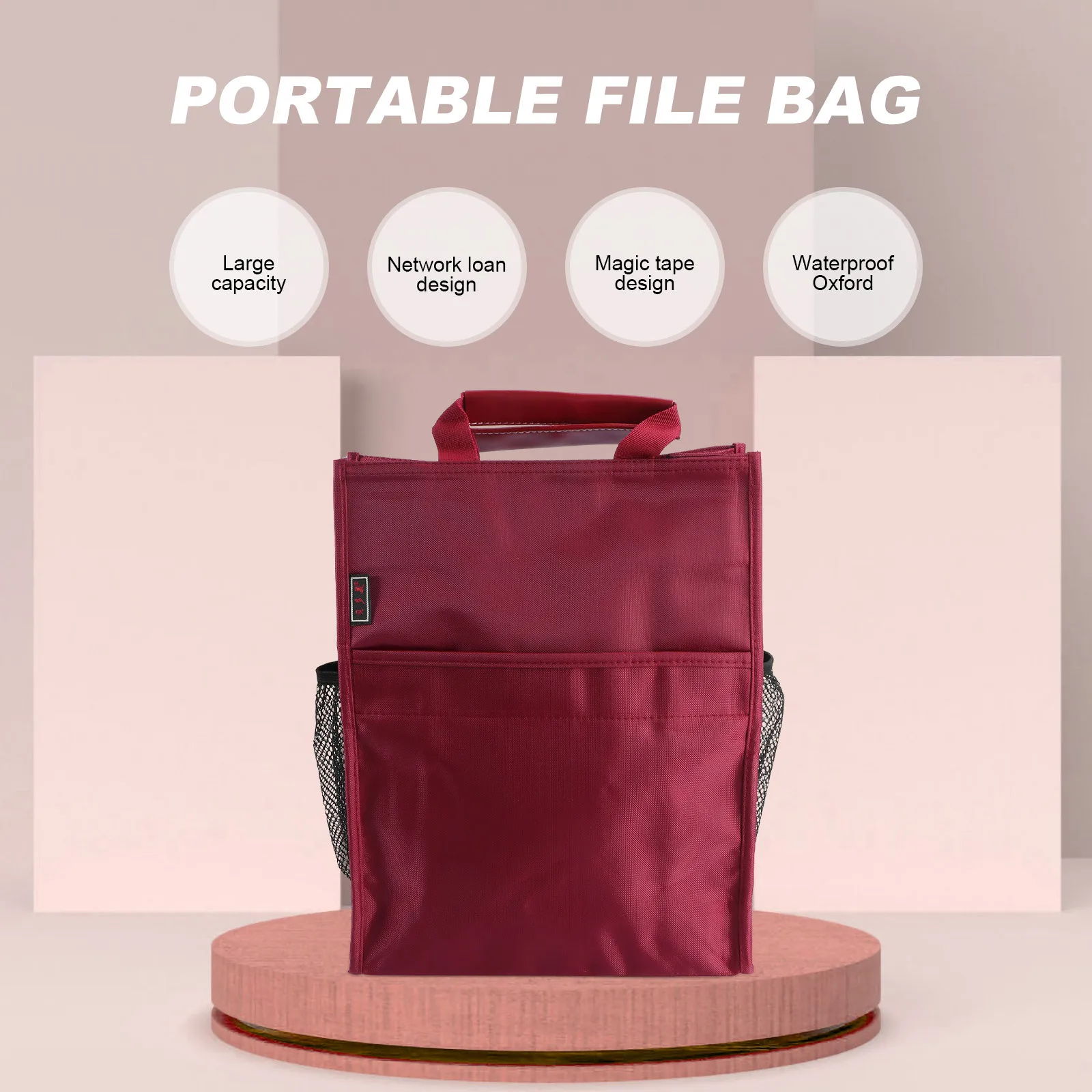 

Оксфордская сумка для документов, красный портативный органайзер на молнии, учебная школьная сумка для студентов, бизнесменов, учителей, большая вместимость