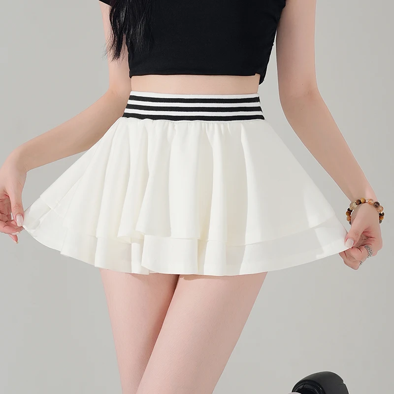 2025 nuevas faldas de yoga para mujer, minifalda Y2K de cintura alta para verano, tenis coreano para estudiantes, faldas de baile de malla blanca, ropa para mujer