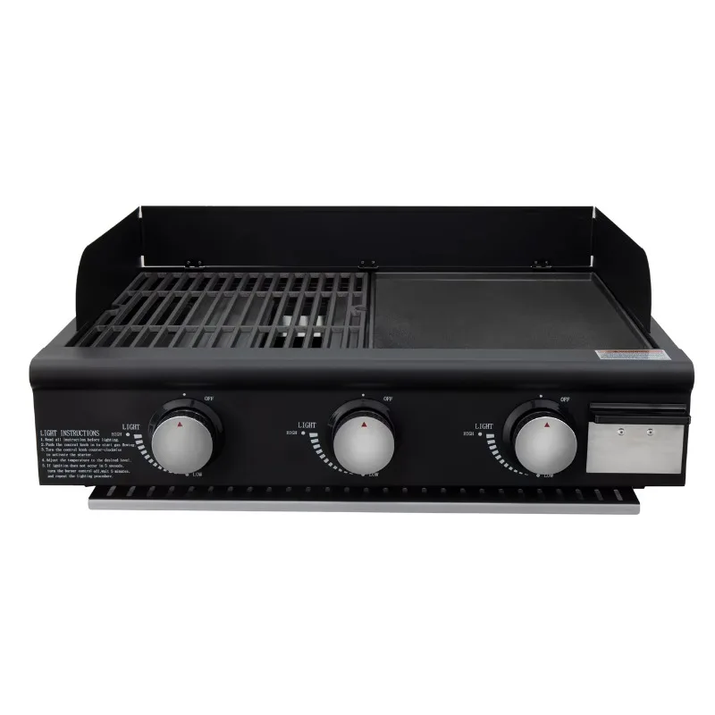 25 inch modern portable gas grill combination enamel coated cast iron frying pan three eye grill iron steel metal