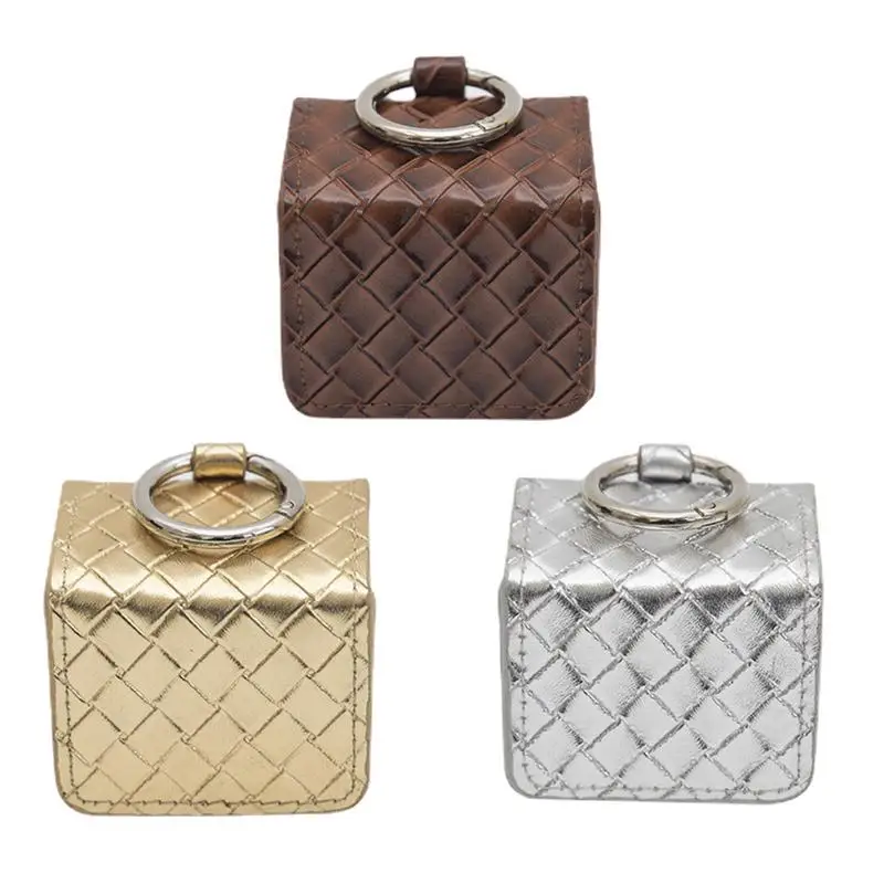 Golf Ball Pouch Woven Pattern Carrying Bag Practical Golf Ball Case PU Leather With Hook For Golfer Gift Golf Accessories