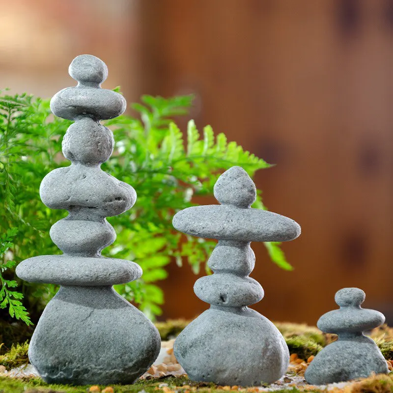 Stacked Stone Rockery Decoration Simulation Zen Sand Tray Chinese Gardening Bonsai Flower Dried Landscape Micro