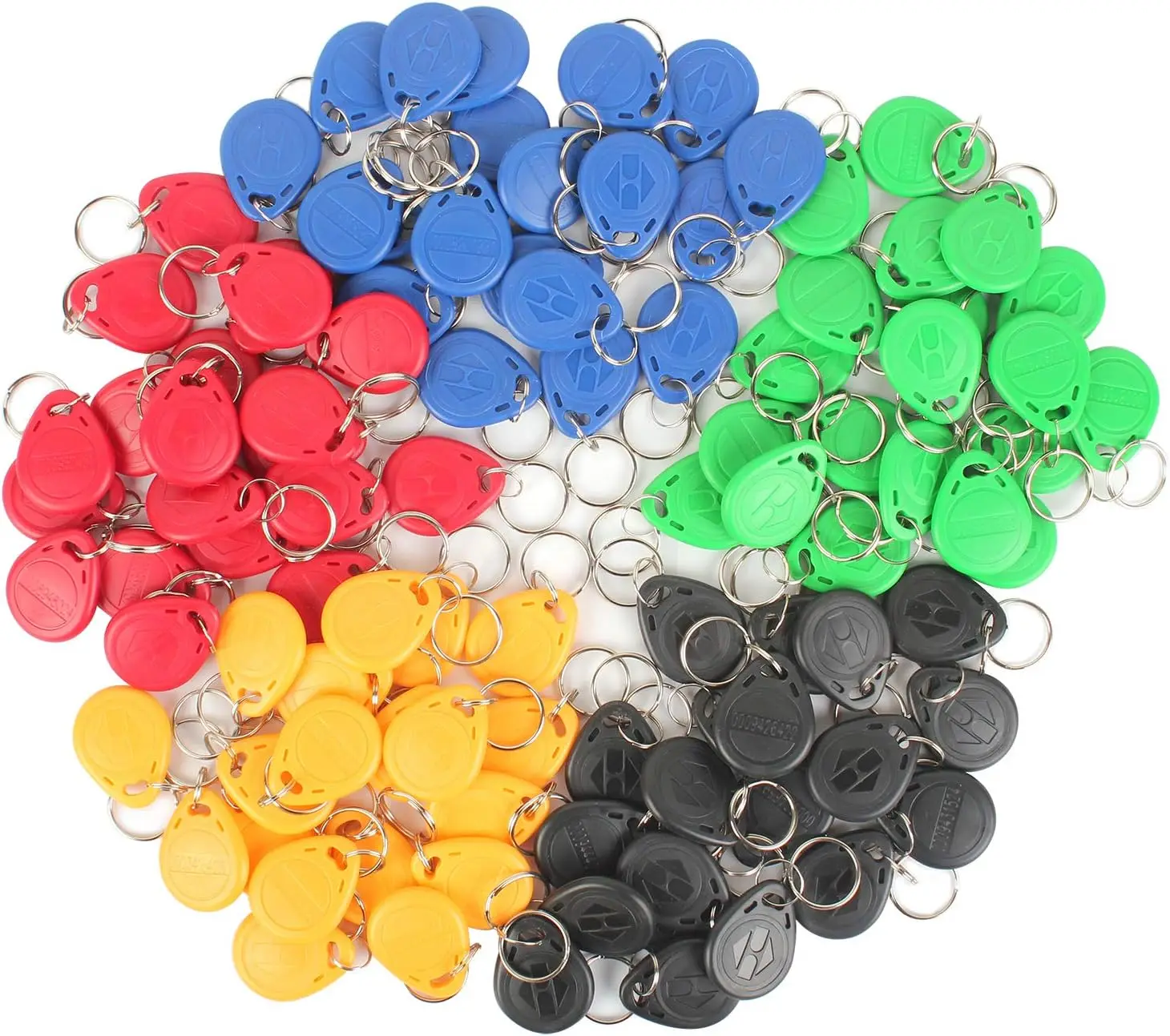 100pcs 125KHz RFID Keyfob EM4100 TK4100 Proximity ID Tag Read Only Waterproof Keychain Door Access Control Attendance System