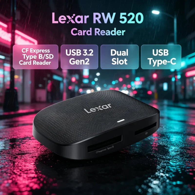 Lexar RW520 Memory Card Reader High Speed USB 3.2 Gen 2 CFexpress Type B SD Card Reader USB Type-C for Data Transfer
