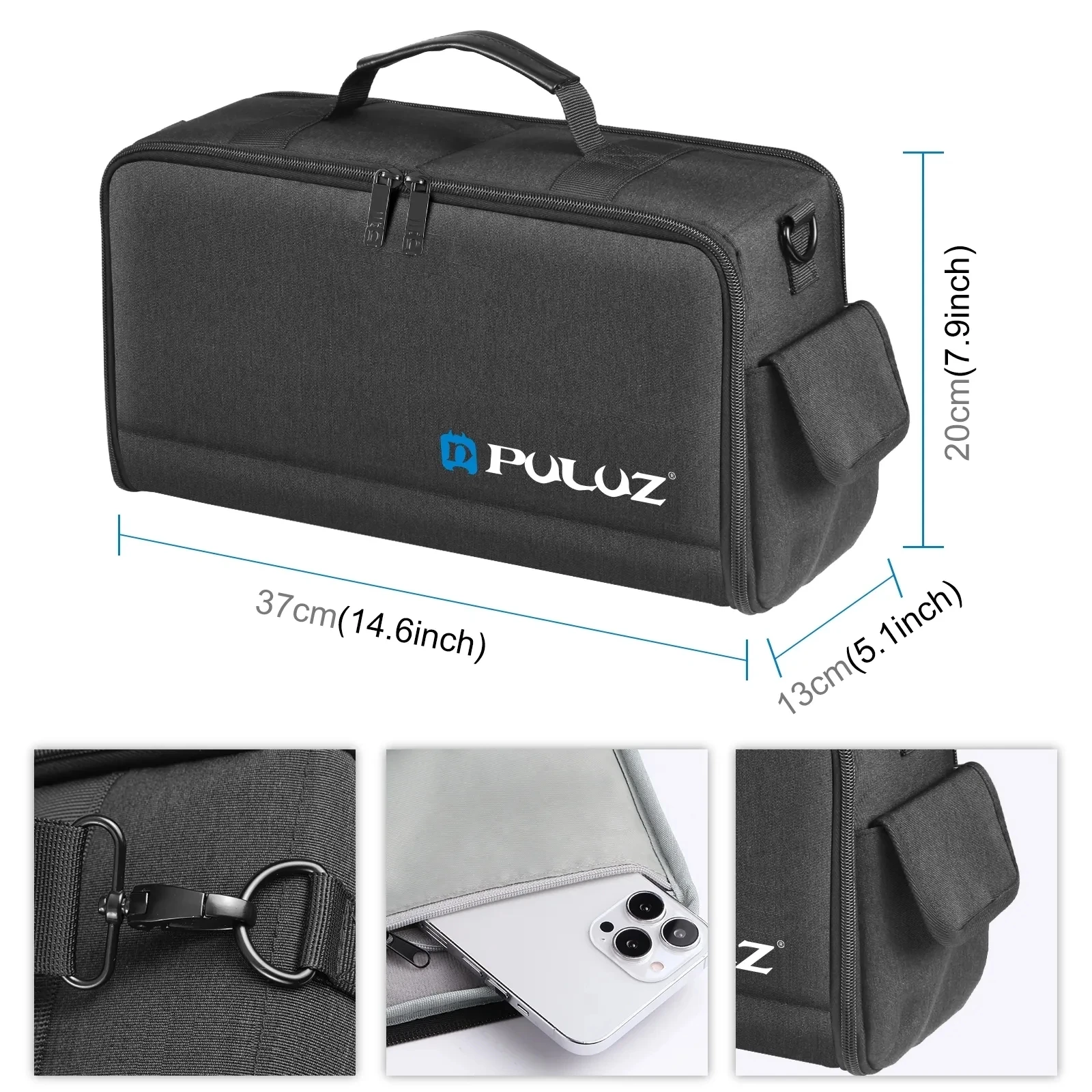 PULUZ Portable Camera Lens Storage Bag Outdoor Foldable Crossbody Shoulder Bag for DSLR Digital Cameras Lens Photography Bag