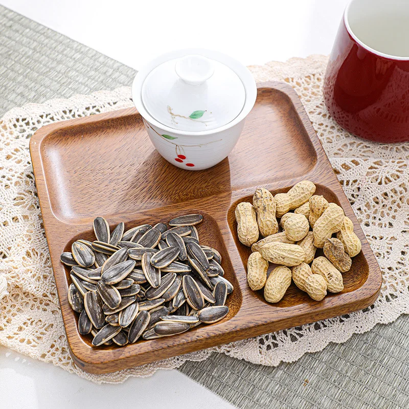 

Plate Sets Fruit Candy Bread Plate Wooden Household Restaurant Dinner Tray Tableware Storage Plates Snack Tea Tray