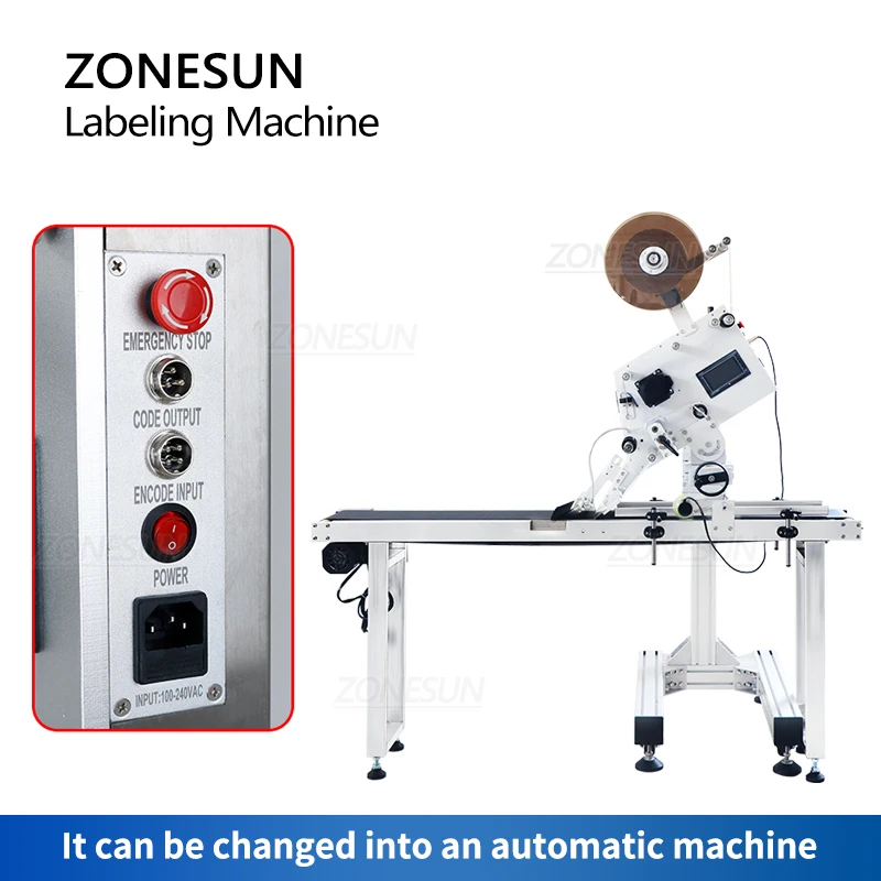 ZONESUN Mobile Labeling Machine Flat Cosmetics Surface Card Box Packet Carton Label Applicator Production Line ZS-TB170