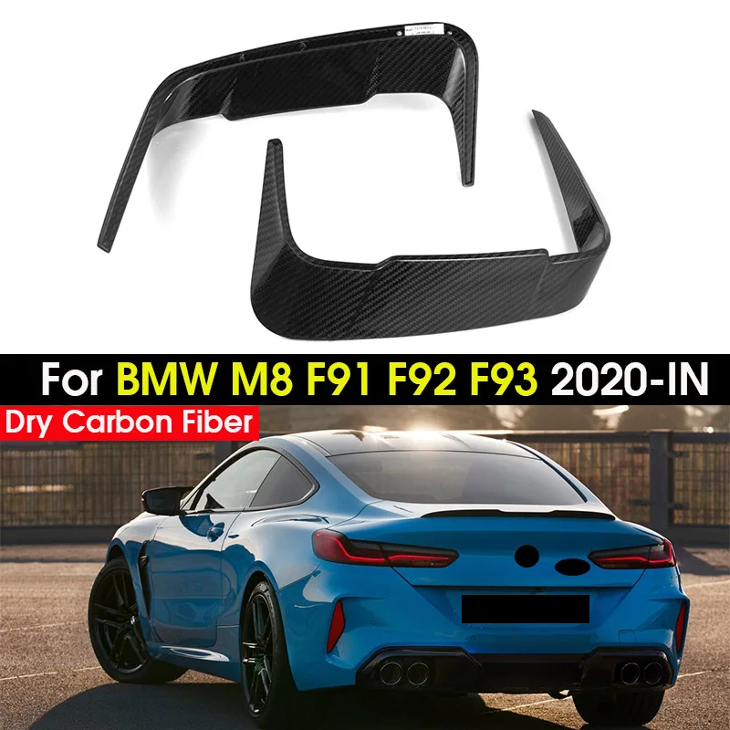 Real Dry Carbon Fiber Rear Bumper Side Canards Fin Flaps Trim For BMW F91 F92 F93 M8 2020-IN Car Splitter Canard Body kit