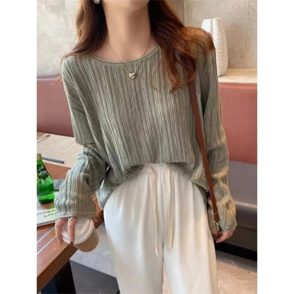 

Женский модный свободный внешний трикотаж с круглым вырезом в ленивом стиле, осенне-зимний свитер с длинными рукавами, удобный кардиган