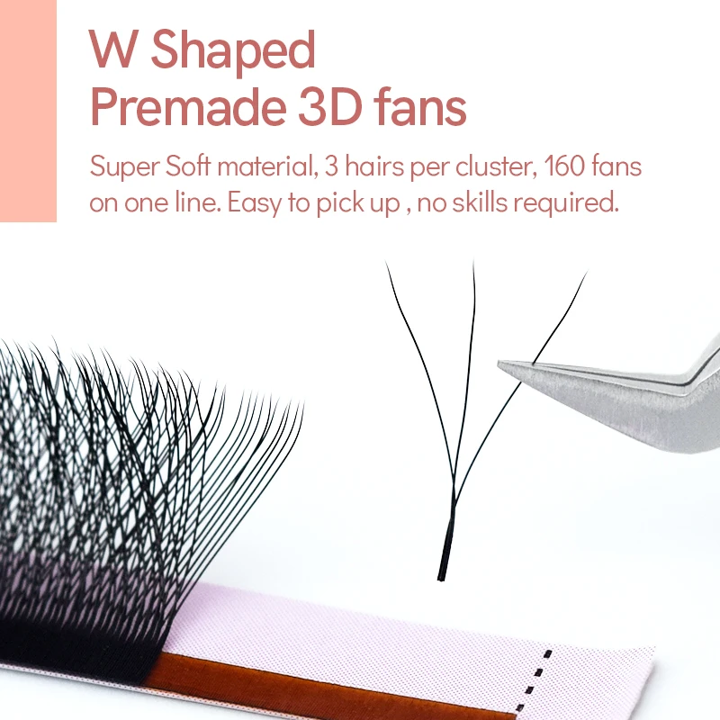 Song Lashes 3D W-Shaped Eyelashes Extensions 3 Tip C/D Curl Lash Eyelashes Brown eyelash extensions
