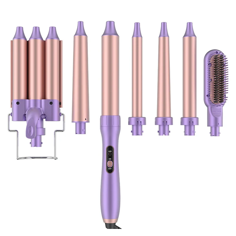 7 in 1 Curling Iron PTC Faster Heating Curler Set With Interchangeable Tourmaline Ceramic Wand