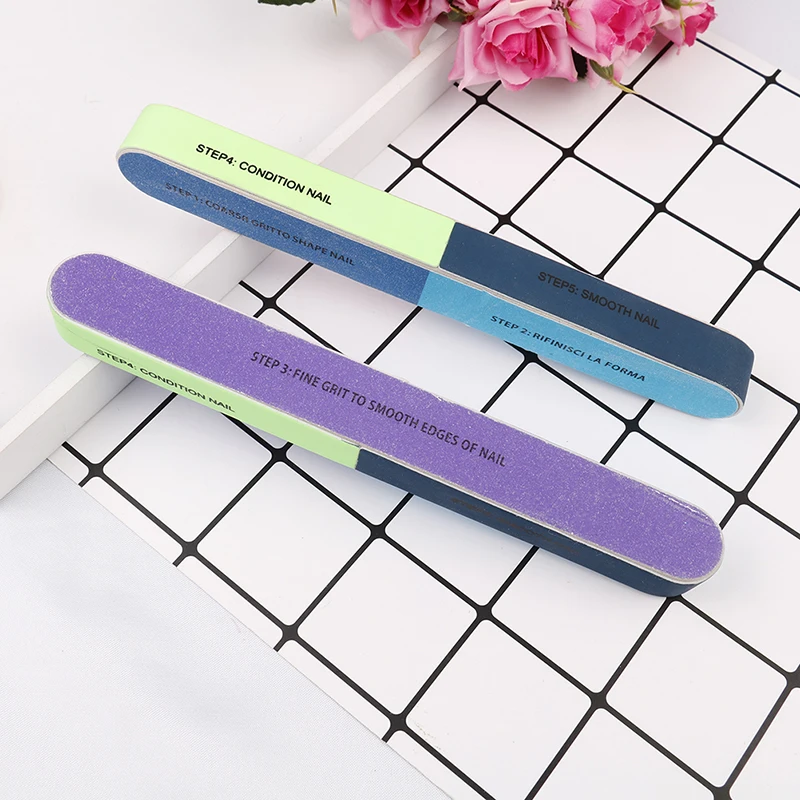 1Pc Professional Nail Polishing File Creative Printing Sanding Sand Six-sided Nails Tool For Art