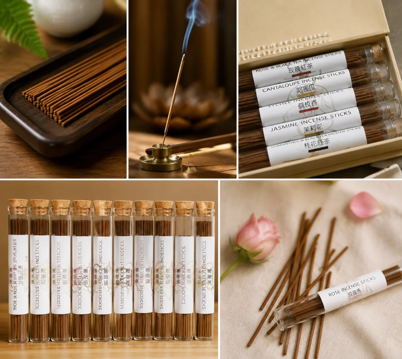 10 Fragrances Flower & Tea Incense Sticks Natural Herbal Slow Burning Incense Sticks for Bedroom Meditation Home Scent Gift