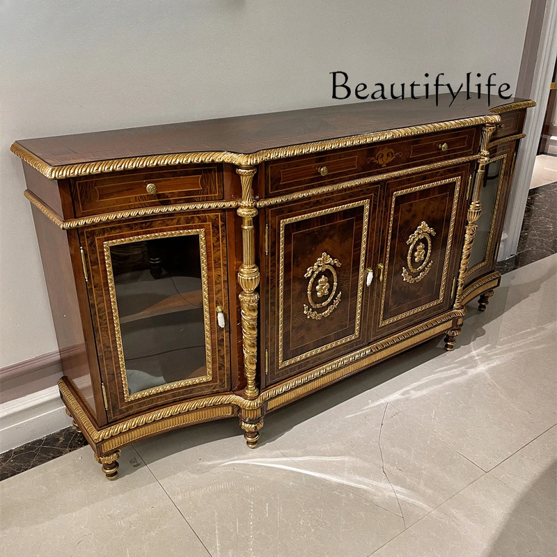 British Windsor Castle series side cabinet European solid wood shell parquet inlaid side cabinet