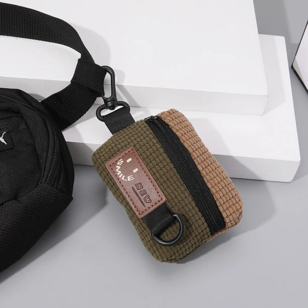 

Fashion Corduroy Coin Purse Zipper Mini Key Case Keychain Montage Square Earphone Bag Outdoor Cycling