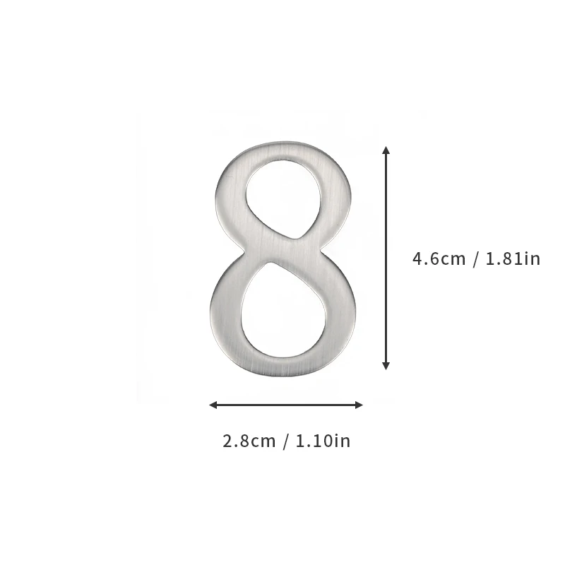 Türnummer aus Aluminiumlegierung mit selbstklebender Rückseite, 5 x 3 cm, silberne Hausnummer, Wohnungstürnummer für den Außenbereich, Hotel, Zuhause, Briefkasten – Detail 14
