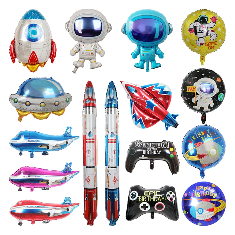 Astronauten-Folienballons Flugzeug Rakete Luftschiff Ballon Geburtstagsparty Weltraum-Thema Dekorationen Babyparty Globos