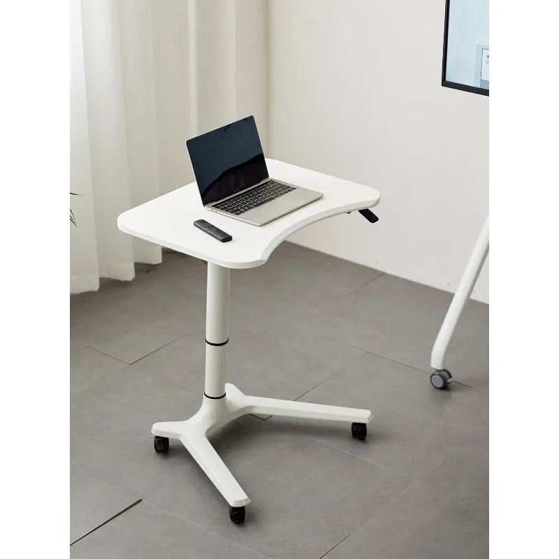 Standing Office Workbench Pneumatic Lift Lecture Table Mobile Podium Training Conference Table Speaker Desk Operator