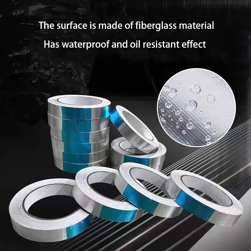 20 Meter Fiberglass Aluminum Foil Tape, HVAC Heat-Resistant Tape, Thermal Insulation And Flame-Retardant Tape For Waterproofing