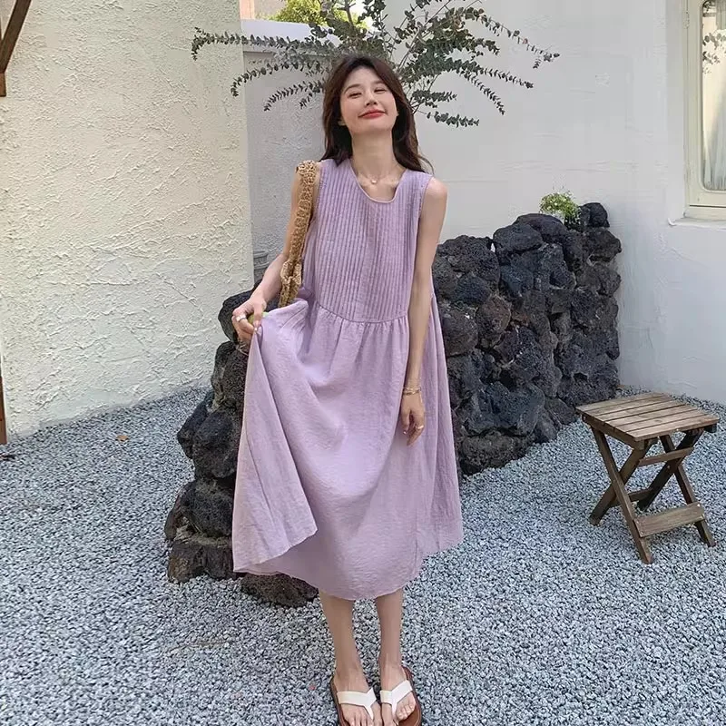 

Purple Sleeveless Vest Dress, Women's Summer Gentle Style, Unique And Exquisite High-End Long Skirt