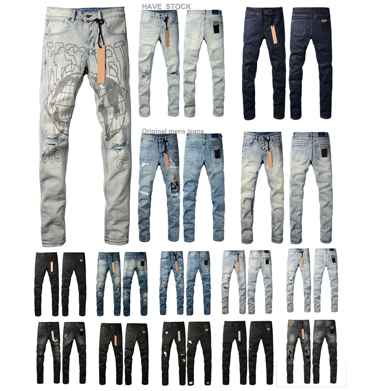 

2025 KSUBI Cross Jeans Personality Trend Hip-hop Multi-style Low Rise Skinny Denim Pants American Style Ripped Trousers Men's