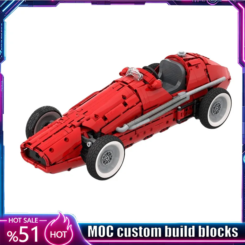 1775Pcs 1 8 Scale Retro Open Wheel Racing Vehicle Model Custom Building Blocks Diy Assembly Puzzle Collectible Toy Popular Gift