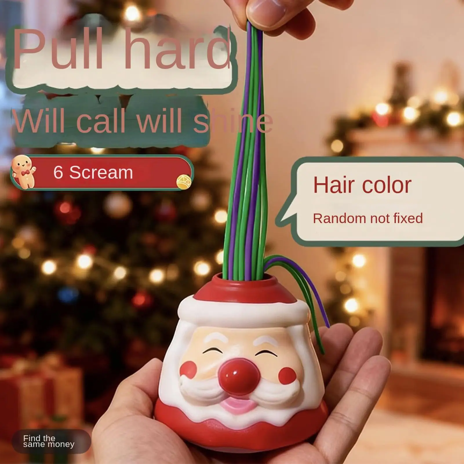 Fidget Toys Santa Claus Pull Hair Sensory Stress Gadgets with Light Sensory Fidget Toys with Sound for Home Dorm Holiday