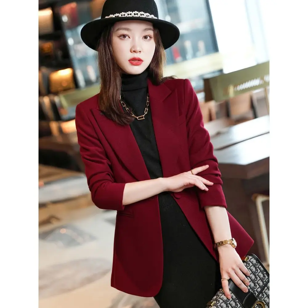 Capable Intellectual Notched Button Loose Solid Color Blazers Formal Office Lady 2022 Women\'s Clothing Thin Autumn Winter Casual