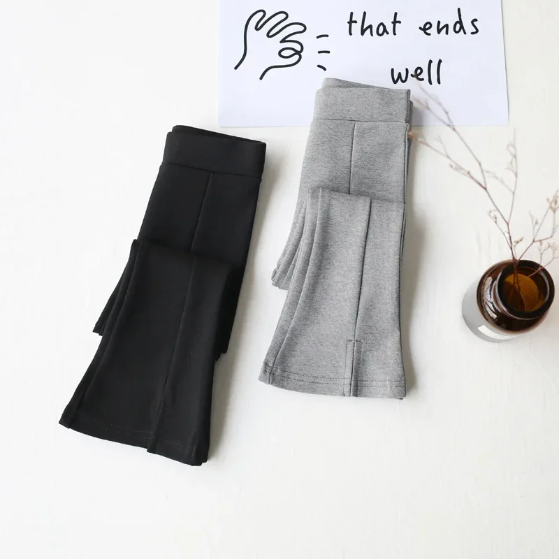 Baby Girls Elegant Solid Color Boot Cut Flare Pants Spring Elastic Band Split Pants Bottoms Trousers for Kids Children Clothes