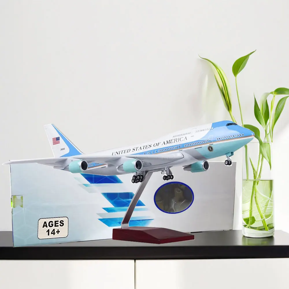 

47cm Airplane Model B747 Air Force One Airlines Model with Light and Wheel 1/150 Scale Diecast Plastic Alloy Plane for Collectio