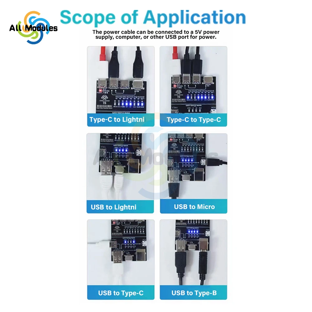 T5 Cable Tester Multi-Function USB Type-C Lightning Anomaly Detection Rapid Diagnosis Data Line Testing Module