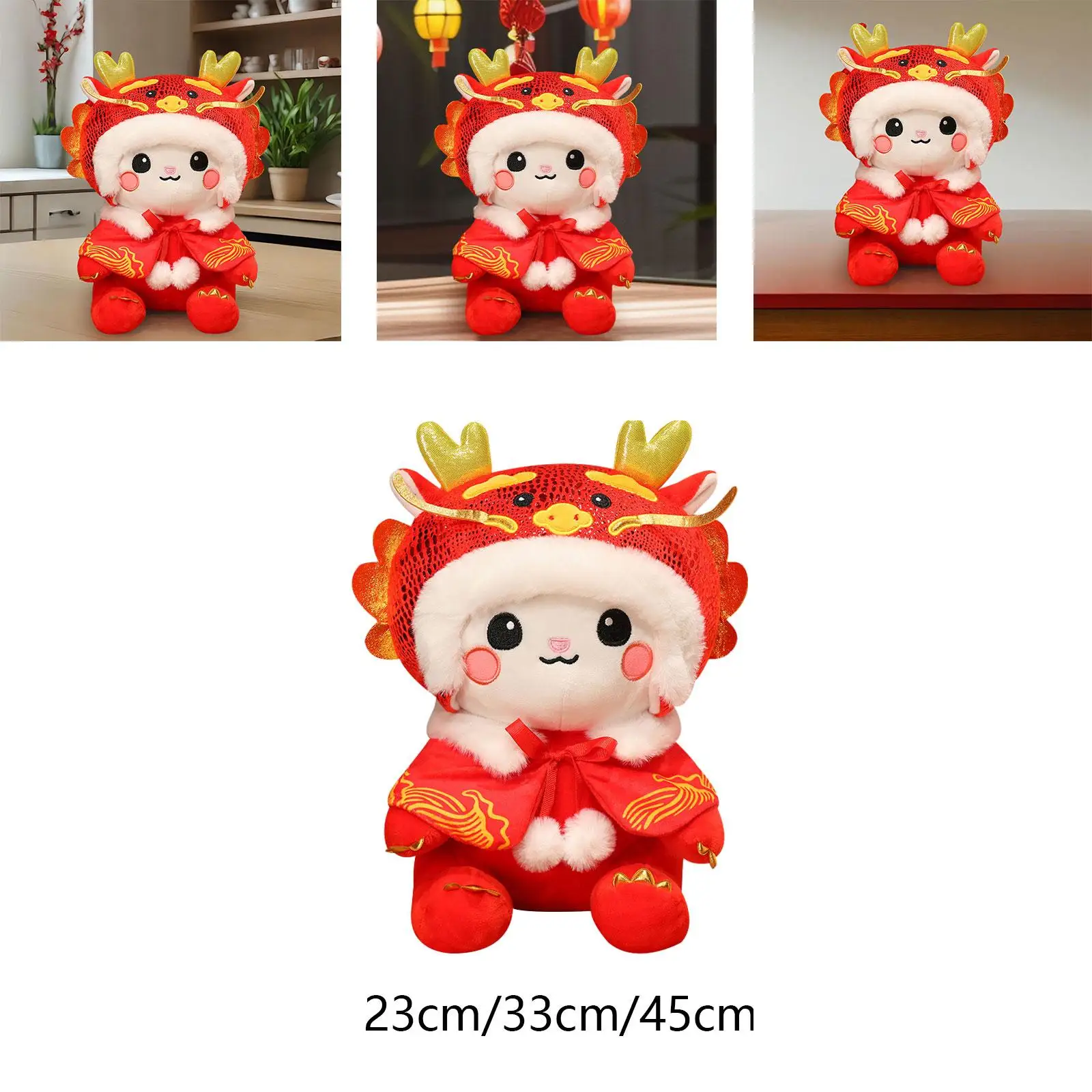 Soft Stuffed Animal Toy Chinese New Year Dragon Plush Doll,Cute Lightweight Spring Festival Toy for Living Room Shop