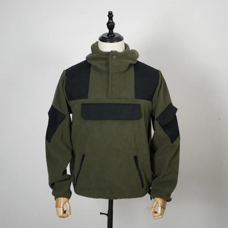

Thiened Hooded Fce Sweatirt Men's Overhead Jaet Outdoor Splicing Casual Sle Pure Color Loose Fit Youth Faion