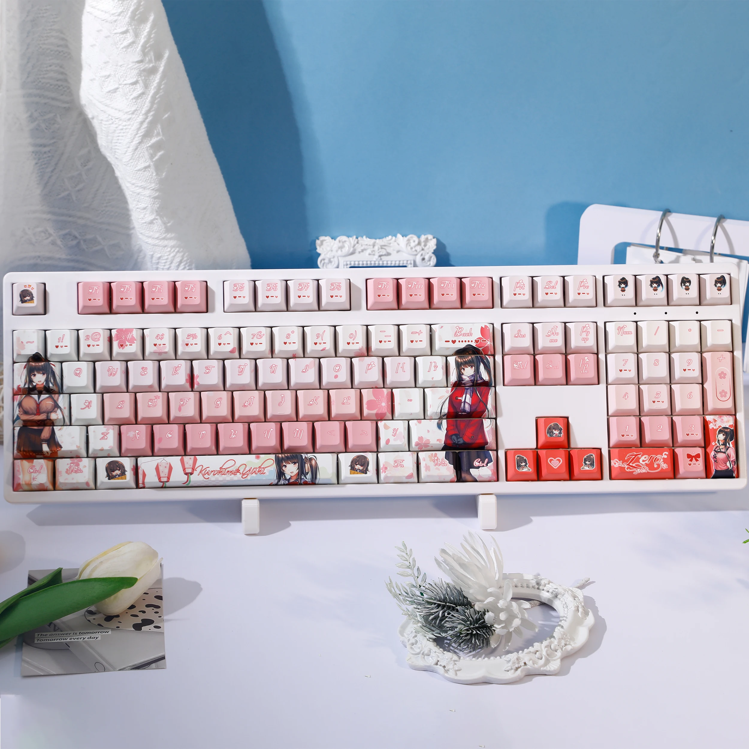 120 Keys Kurohime Yuuhi Keycaps くろひめゆうひ Anime Game Sweet Girlfriend2 Key Cap Set Cherry PBT Keycap for Made68 Mad68 Wooting 60