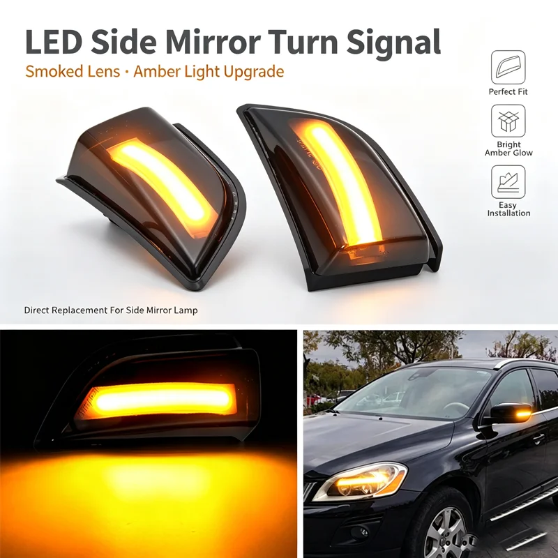 For Volvo 08-13 XC60 reversing mirror light rearview mirror LED running water turn signal side light.signal lamp assembly.