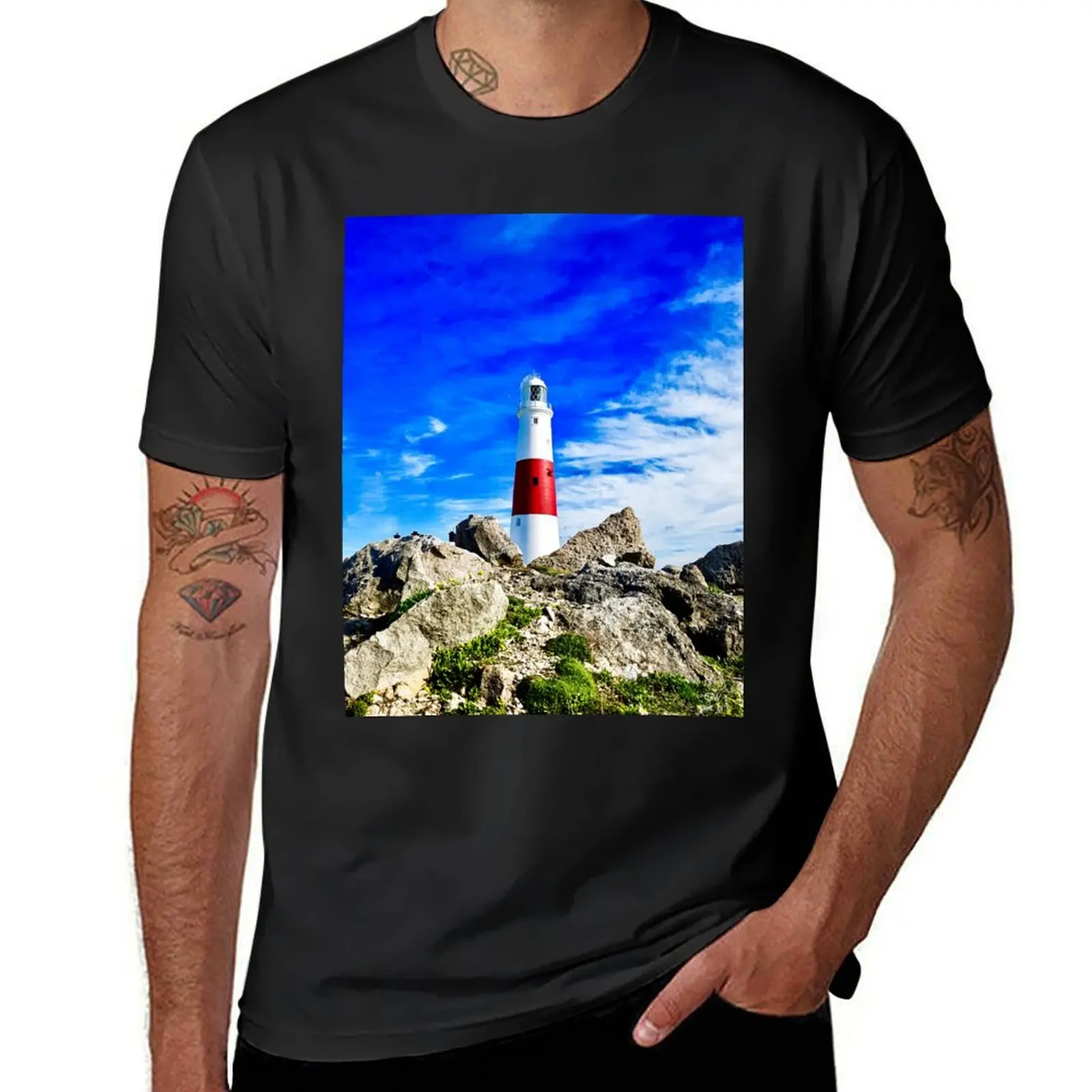 Portland Bill Lighthouse - Landscape Photography T-Shirt korean fashion cute tops summer tops customs mens vintage t shirts