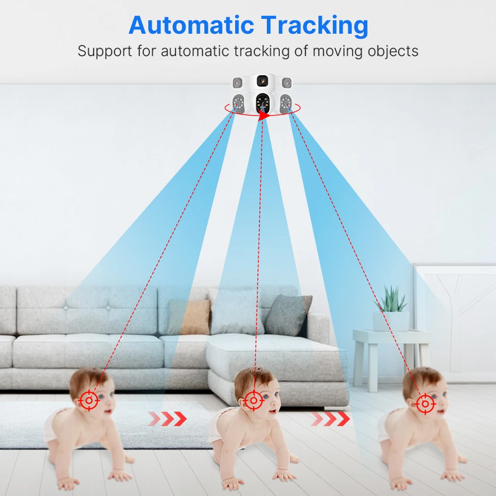 Hiseeu 2K 4MP PTZ IP Camera WIFI Wireless Smart Home Security Surveillance Camera Two-way Audio Indoor Baby  Monitor Camera