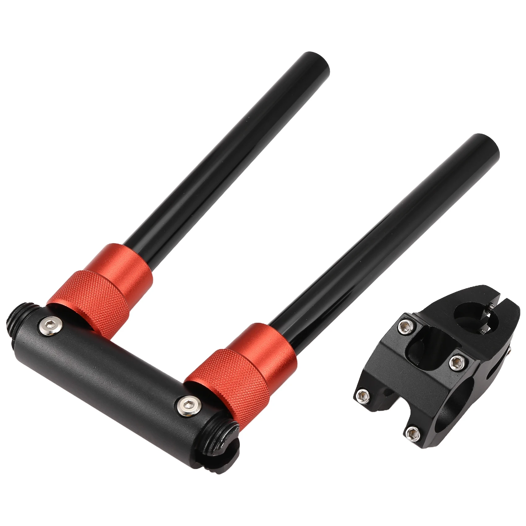 Folding Handle Bar 90 Degree Fold Electric Bicycle Handlebar for KuGoo M4 Electric Scooter Black Red 23.5mm