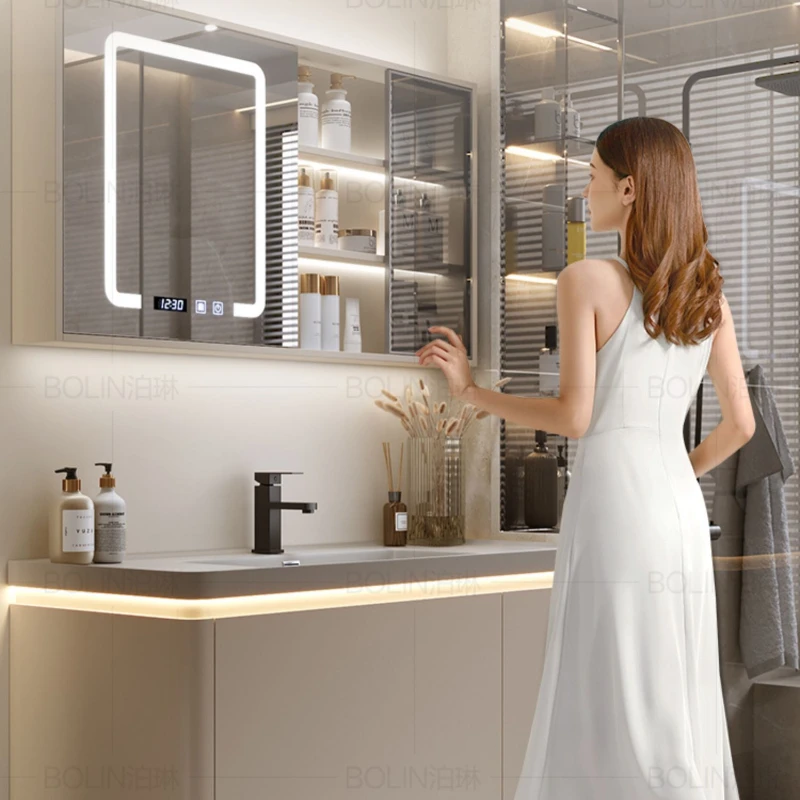 Vanity Bathroom Column Storage Sink Multipurpose Cabinet Narrow Furniture Kit Mirrors Base Open Cabinets Drawer Locker  Wc