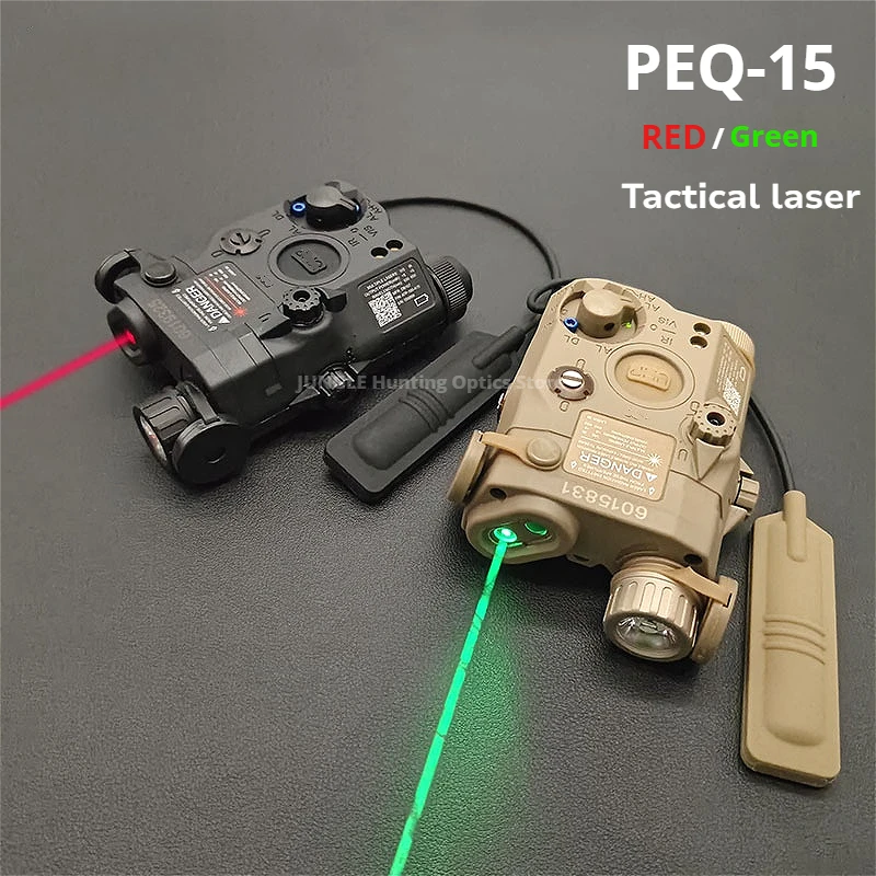 Airsoft PEQ-15 PEQ15 Tactical Red laser Green Laser IR Fill Light LED Strobe Hunting Weapon Scout Light Aiming Fit 20mm Rail PEQ