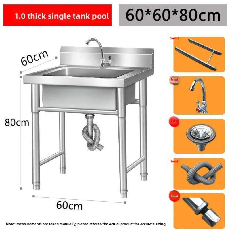 

Industrial Stainless Steel Single Double Bowl Kitchen Sink with Shelf Commercial Large Capacity USA Europe Stainless Steel Sink