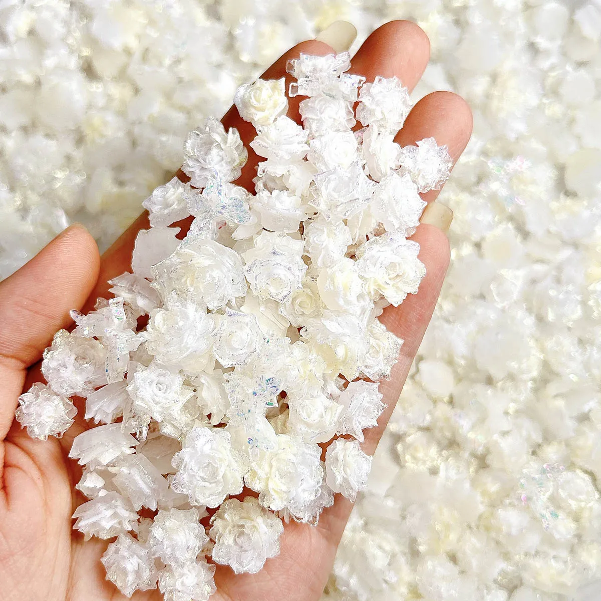 Espumante translúcido branco camélia borboleta arte do prego encantos criativo luminoso rosa resina decorações de unhas diy hairpin unhas