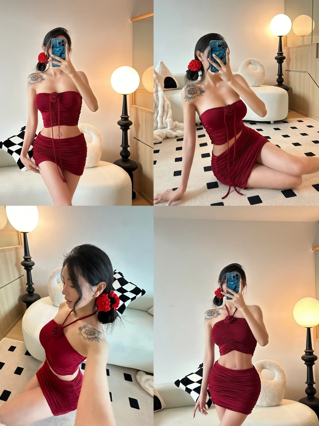 Vacation Style Set Women's Summer Beach Hanging Neck Tank Top Slim Sexy Wrapped Hip Skirt Hot Sexy Women Set Skirt H7NZ