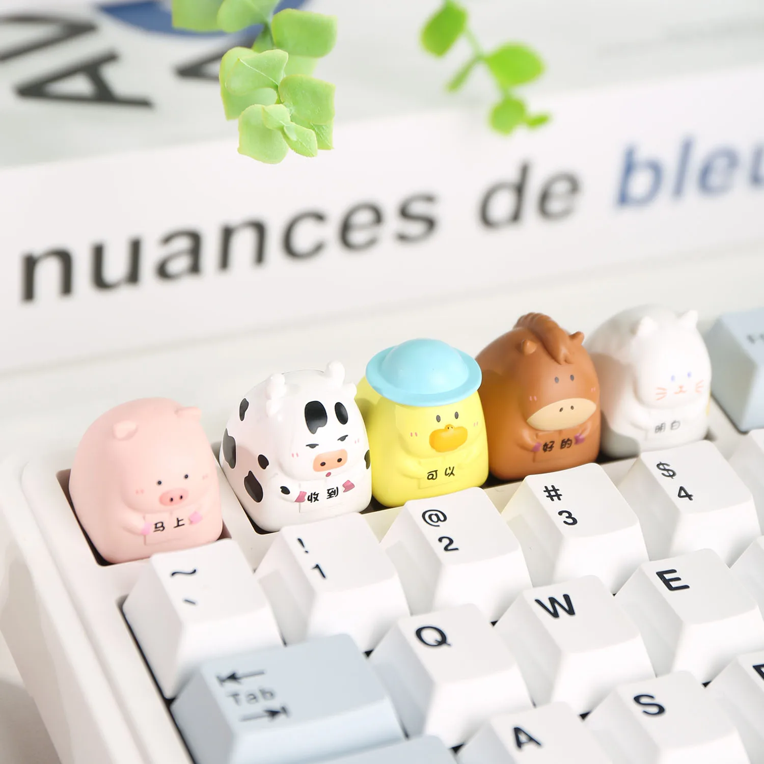 Kawaii Little animals Keycap XDA Profile Cute with Hat Custom Key for Mechanical Keyboard MX Switch Novelty Funny Gift