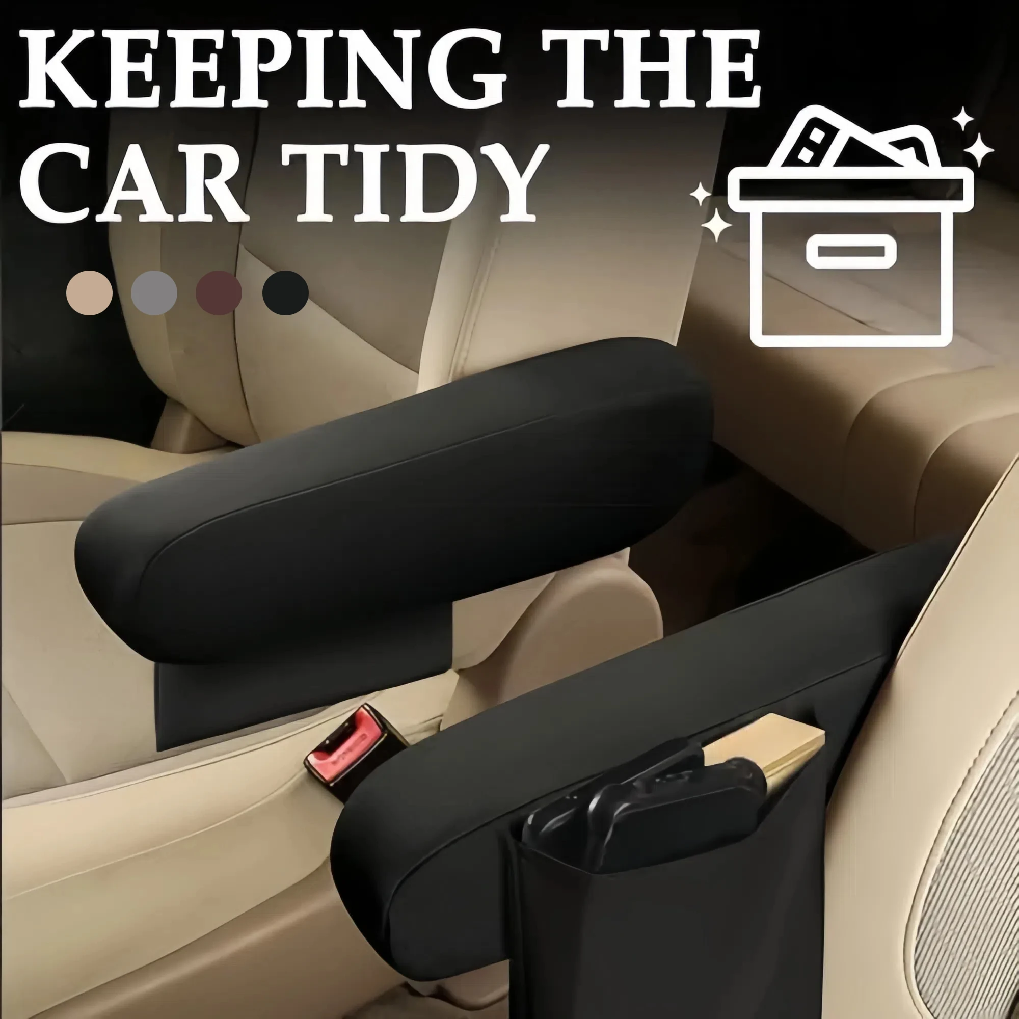 

1 pair of car armrest protective covers, washable with side storage pockets, suitable for SUV/truck armrests