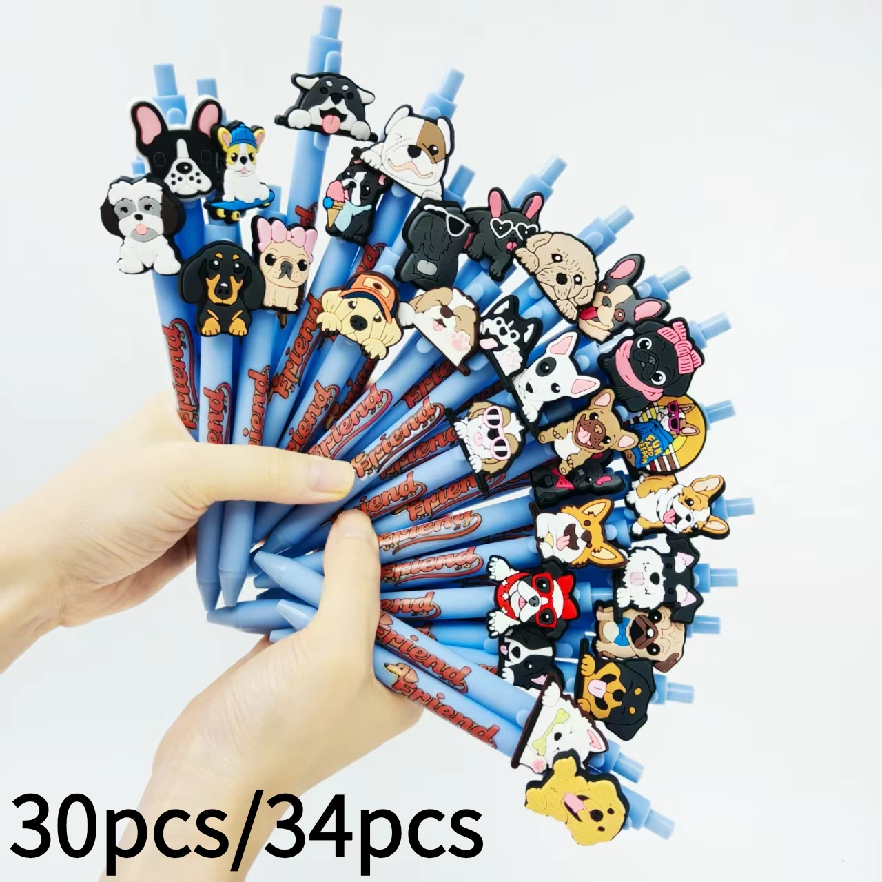 

30 шт./34 шт., милая нашивка для укладки домашних животных, небесно-голубая ручка, шариковая ручка с принтом, канцелярские принадлежности, офисная подарочная ручка