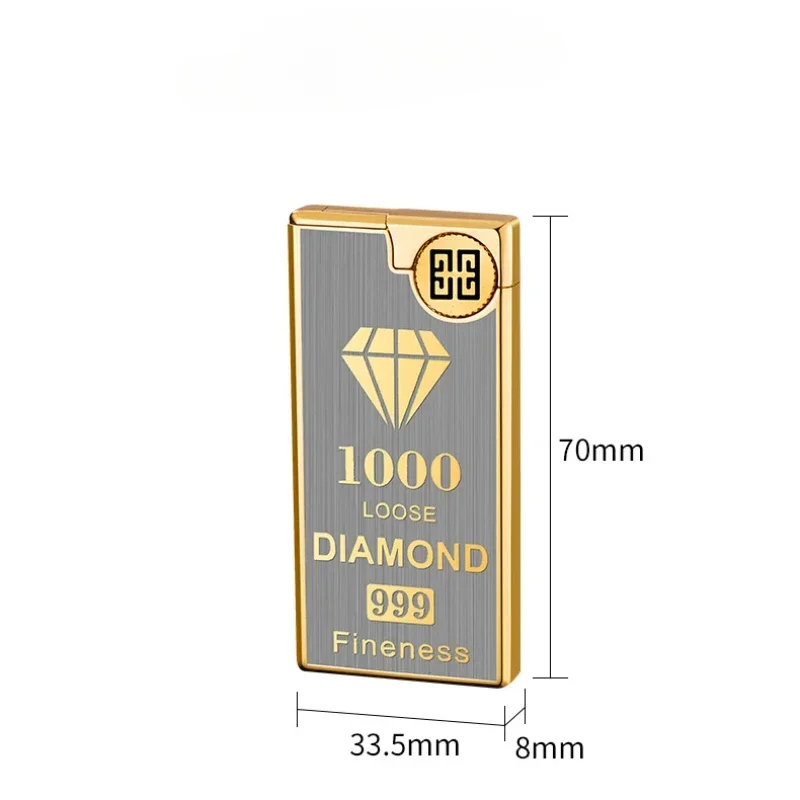 Новая металлическая легкая и тонкая ветрозащитная зажигалка с прямой зарядкой, креативная бутановая газовая надувная шлифовальная машина, зажигалка для курения